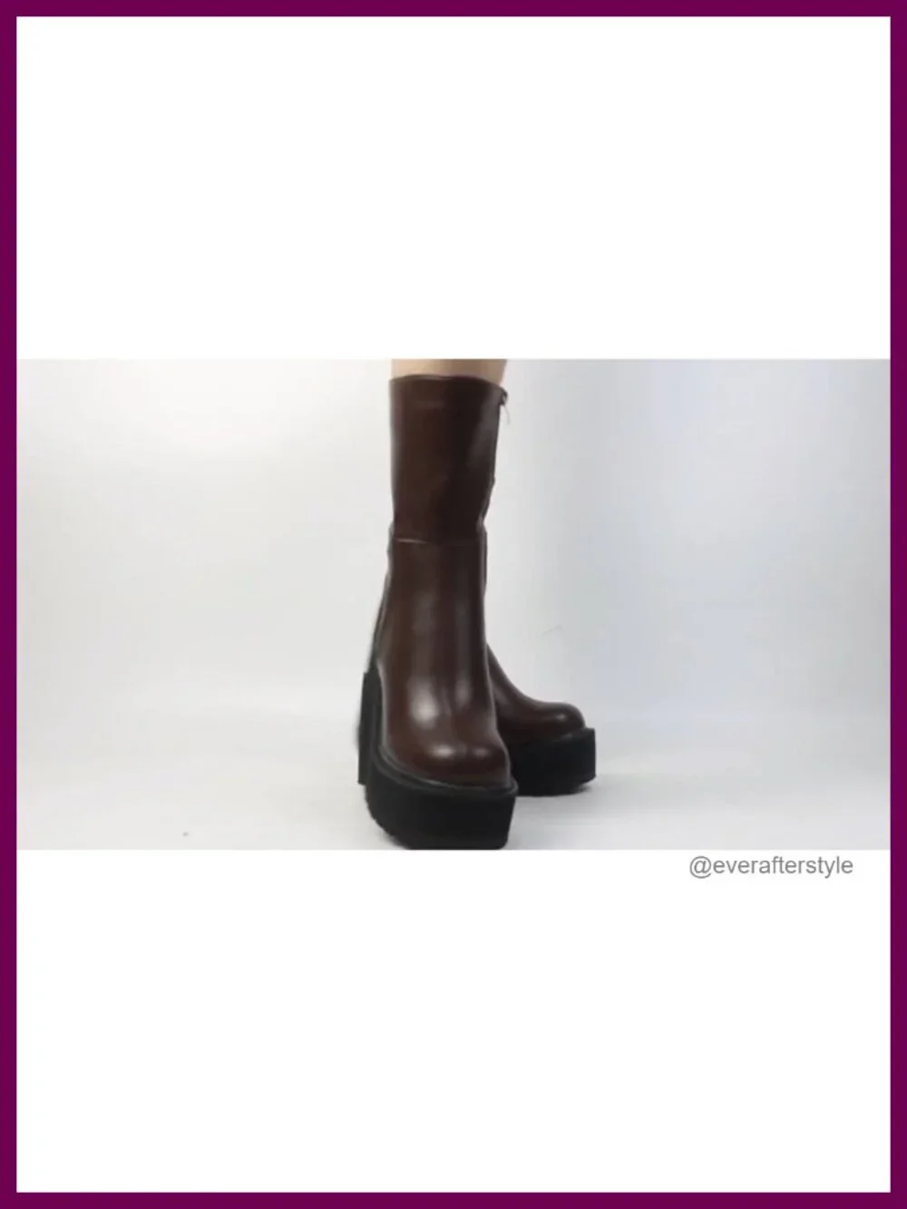 Women's Chunky Platform Ankle Boots with Zipper - Faux Leather Goth Punk Booties